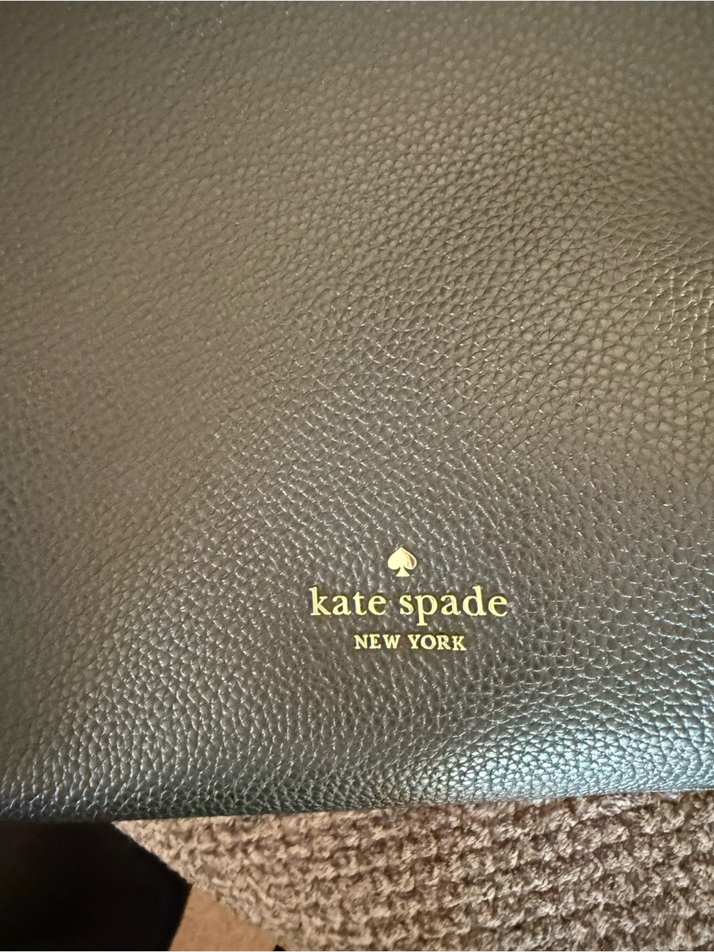 kate spade Black Leather Shoulder Bag with Gold Logo